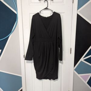 POSESHE Women's Deep V-Neck Plus Size Dress, Sexy Bodycon Wrap Dress